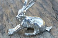 Hare Figurine - Passion & Play. Hand Cast Pewter.