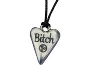 BDSM Bitch Pendant, Erotic Sub Gift. Adjustable Waxed Cord. Hand Cast Pewter.