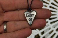 BDSM Kitten Pendant, Erotic Sub Gift. Adjustable Waxed Cord. Hand Cast Pewter.