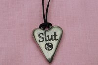 BDSM Slut Pendant, Erotic Sub Gift. Adjustable Waxed Cord. Hand Cast Pewter.