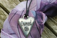 BDSM Owned Pendant, Erotic Sub Gift. Adjustable Waxed Cord. Hand Cast Pewter.