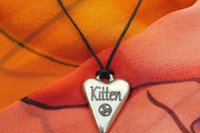 BDSM Kitten Pendant, Erotic Sub Gift. Adjustable Waxed Cord. Hand Cast Pewter.