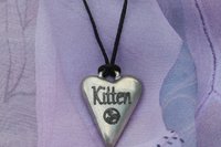 BDSM Kitten Pendant, Erotic Sub Gift. Adjustable Waxed Cord. Hand Cast Pewter.
