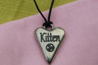 BDSM Kitten Pendant, Erotic Sub Gift. Adjustable Waxed Cord. Hand Cast Pewter.