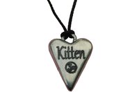 BDSM Kitten Pendant, Erotic Sub Gift. Adjustable Waxed Cord. Hand Cast Pewter.