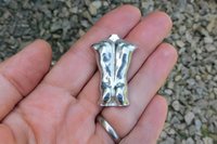 Male Torso Brooch - Front View. Hand Cast Pewter.