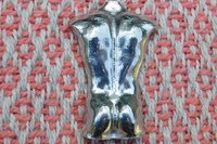Male Torso Brooch - Front View. Hand Cast Pewter.