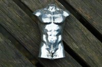 Male Torso with Erection. Hand Cast Pewter.