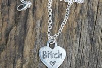 BDSM Bitch Pendant. Hand Cast Pewter. 