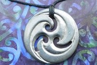 BDSM Triskele Pendant – Adjustable Cord. Hand Cast Pewter.