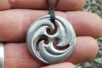 BDSM Triskele Pendant – Adjustable Cord. Hand Cast Pewter.