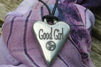 BDSM Good Girl Pendant, Erotic Sub Gift. Adjustable Waxed Cord. Hand Cast Pewter.