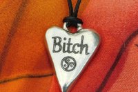BDSM Bitch Pendant, Erotic Sub Gift. Adjustable Waxed Cord. Hand Cast Pewter.