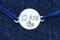 Bracelet en étain pour les noces de 10 Ans (noces d'étain); Gravure "10 Ans"; taille et couleur personnalisables