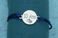 Bracelet en étain pour les noces de 10 Ans (noces d'étain); Gravure "10 Ans"; taille et couleur personnalisables