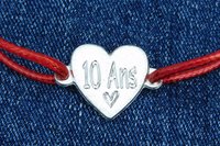 Bracelet en étain pour les noces de 10 Ans (noces d'étain); Gravure "10 Ans"; taille et couleur personnalisables