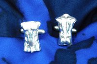 Boutons de Manchette Torse Masculin, Fabrication Artisanale Française en Etain.