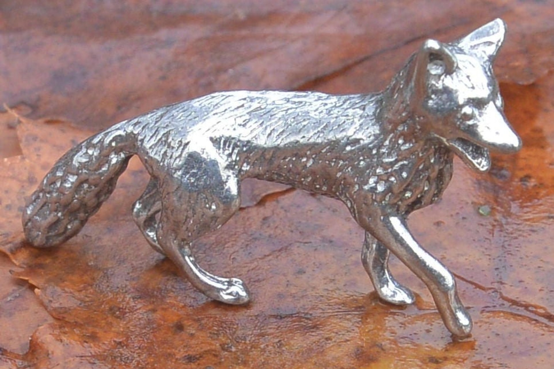 Fox Figurine – Symbol of Cunning and Sensual Play. Hand Cast Pewter.