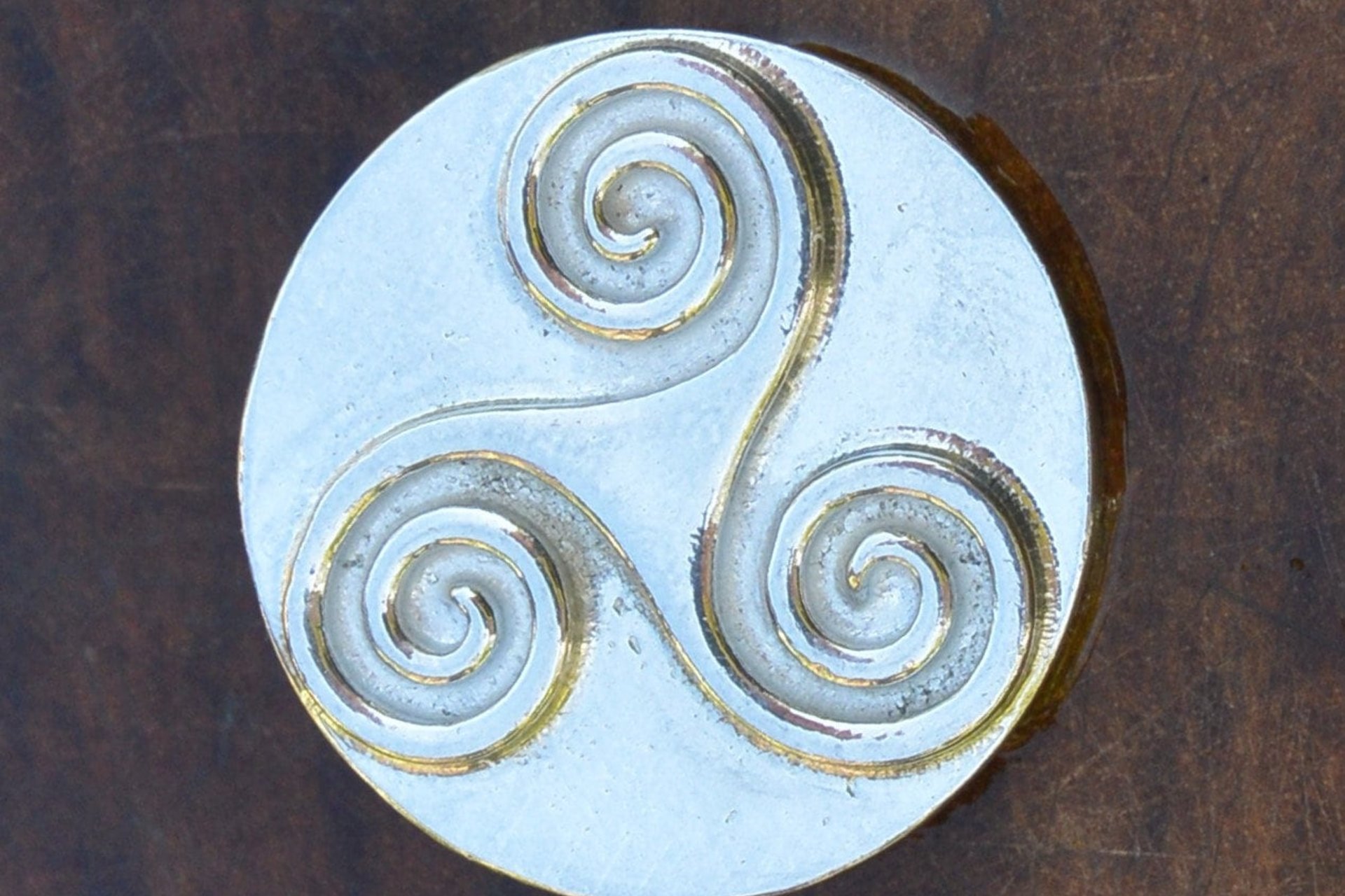 Triskelion Brooch. Hand Cast Pewter.