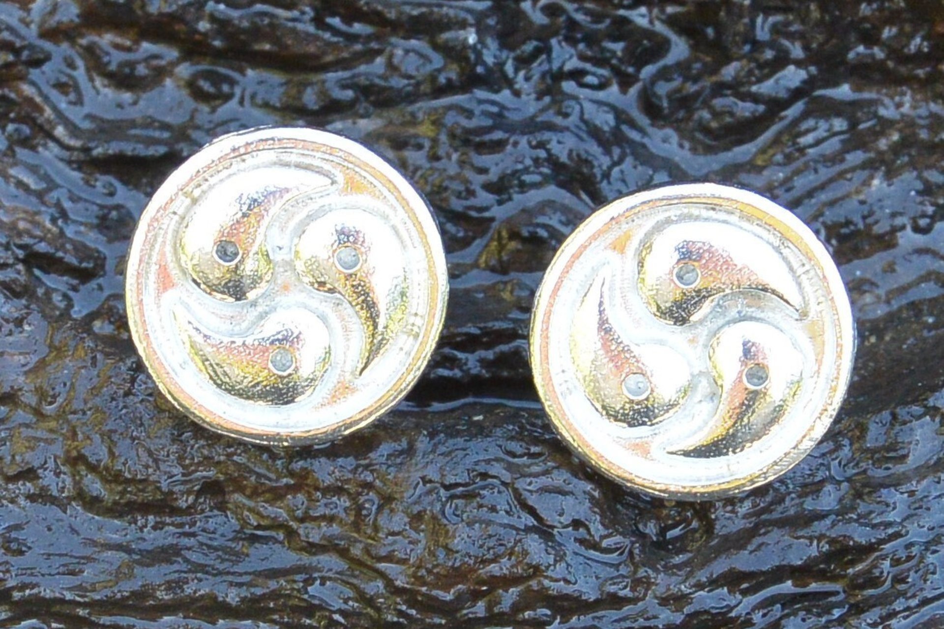 Triskelion Cufflinks – Symbol of Unity and Balance. Hand Cast Pewter.