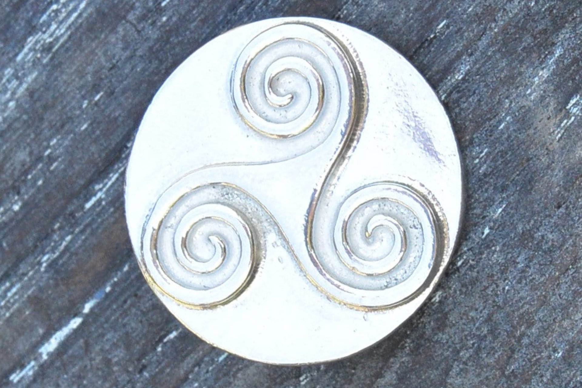 Triskelion Brooch. Hand Cast Pewter.