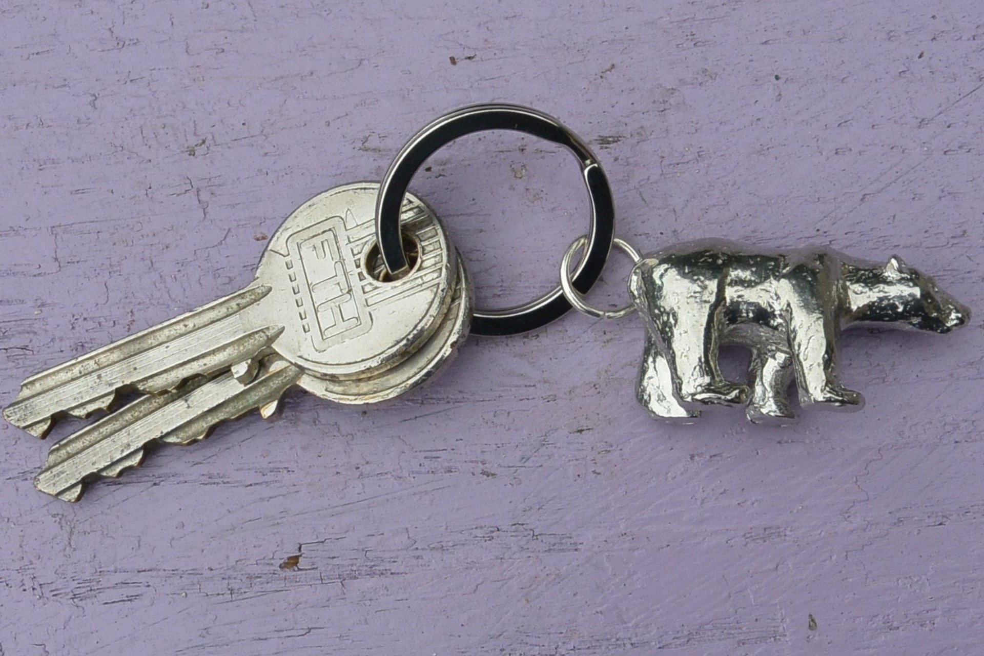 LGBTQ+ Bear Culture Keyring. Hand Cast Pewter.