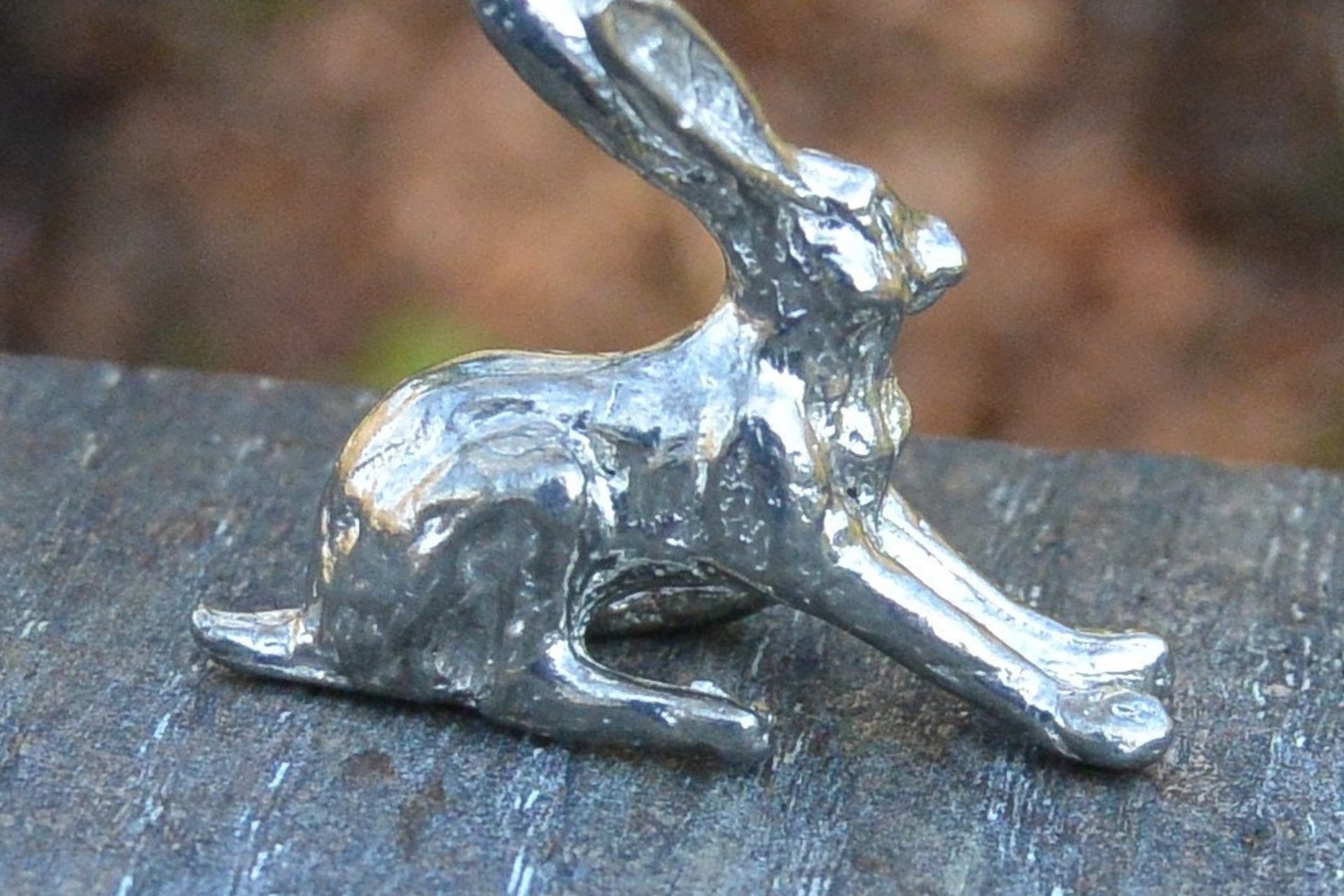 Hare Figurine - Passion & Play. Hand Cast Pewter.