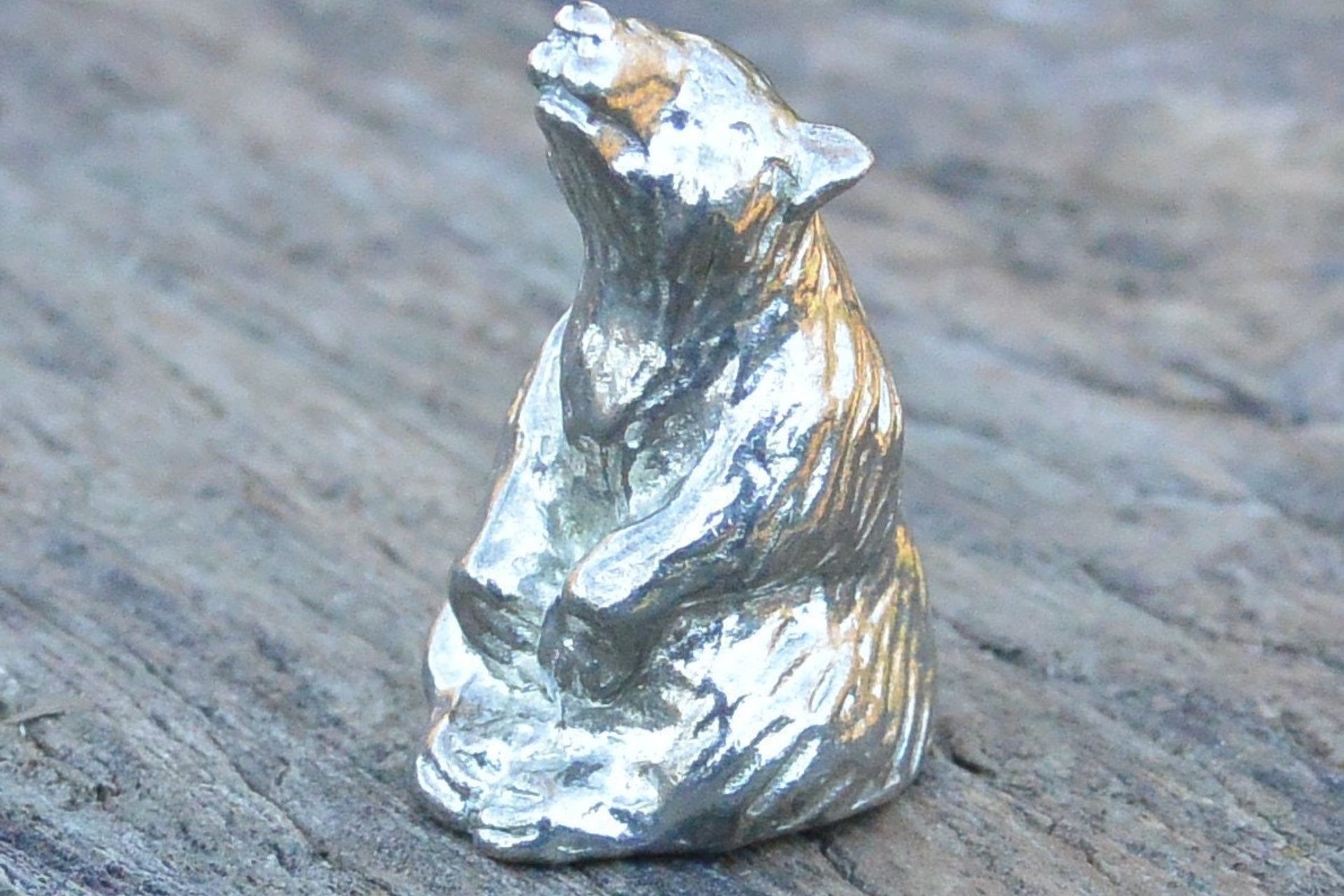 Sitting Bear Figurine – Celebrating LGBTQ+ Bear Culture. Hand Cast Pewter.