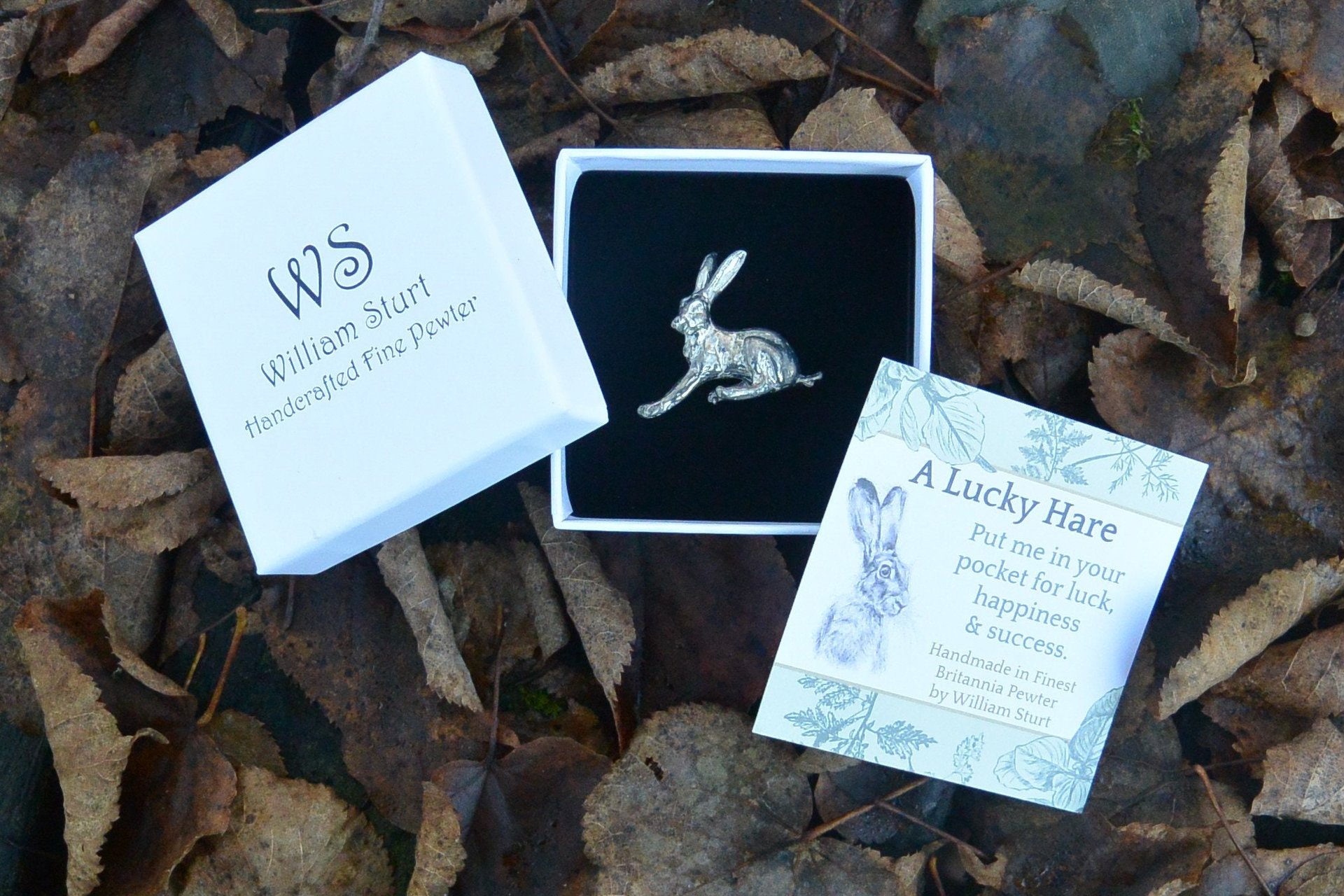 Hare Figurine - Passion & Play. Hand Cast Pewter.