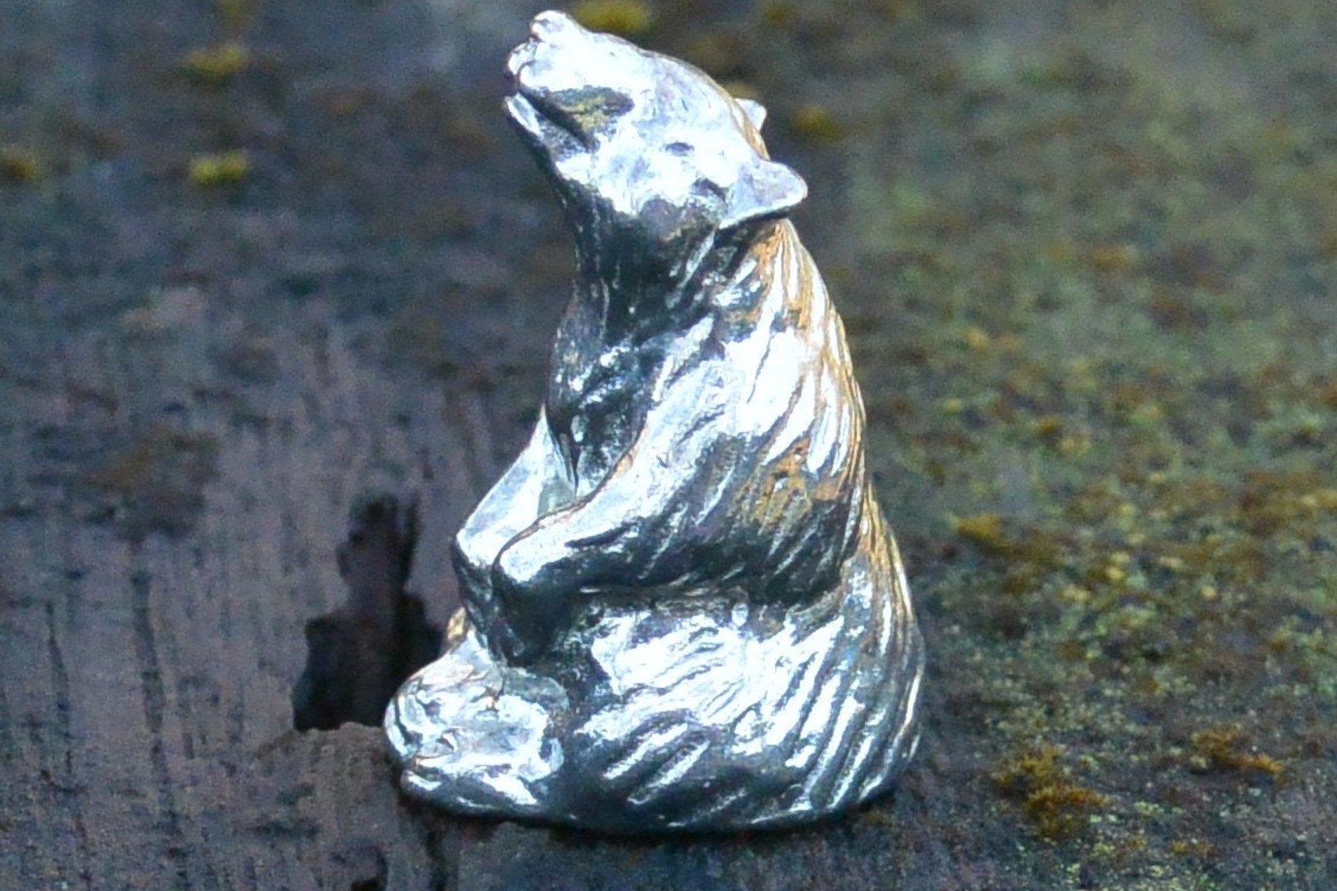 Sitting Bear Figurine – Celebrating LGBTQ+ Bear Culture. Hand Cast Pewter.