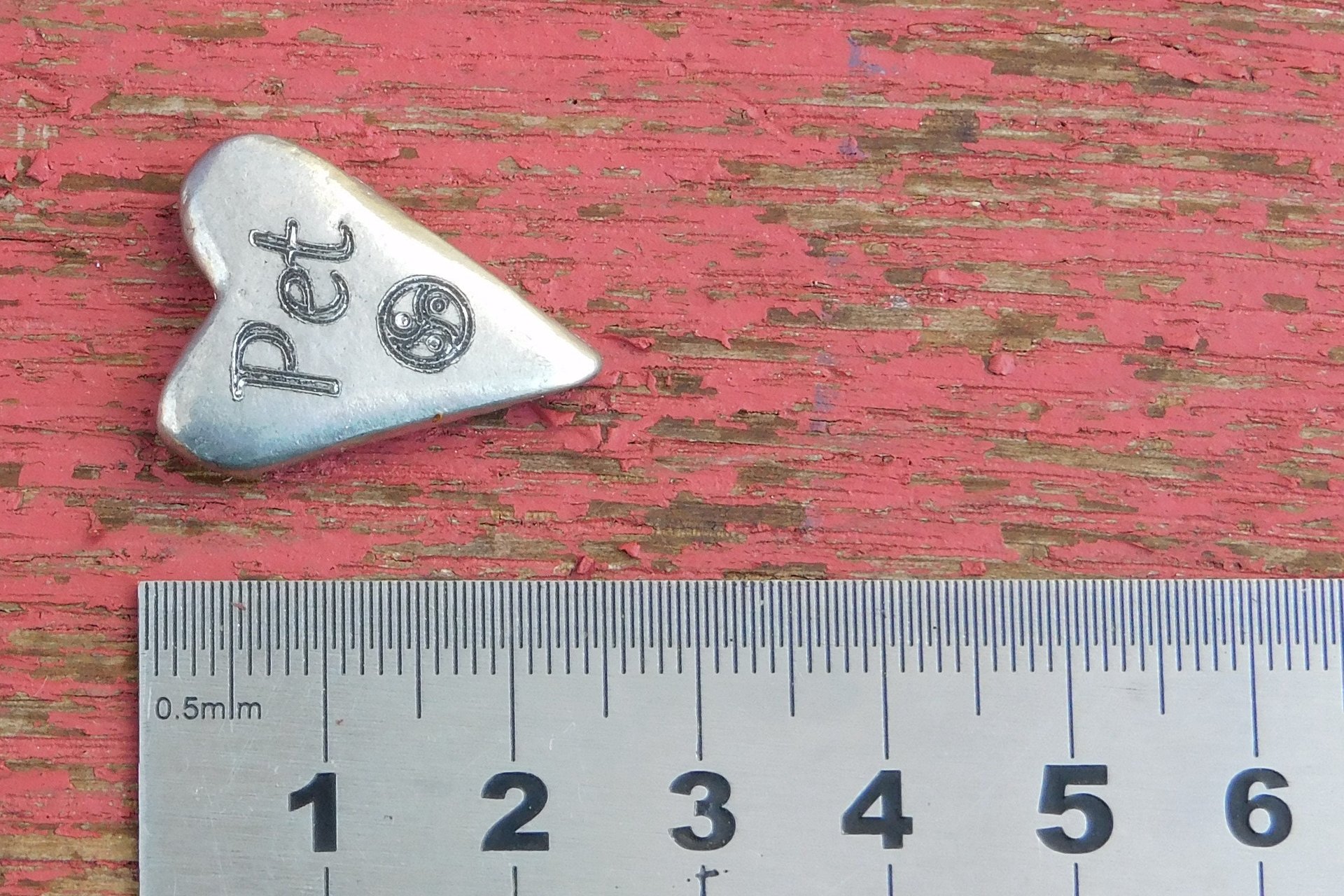 Pet, BDSM Pocket Token – Heart-Shaped Erotic Sub Gift in Hand Cast Pewter.