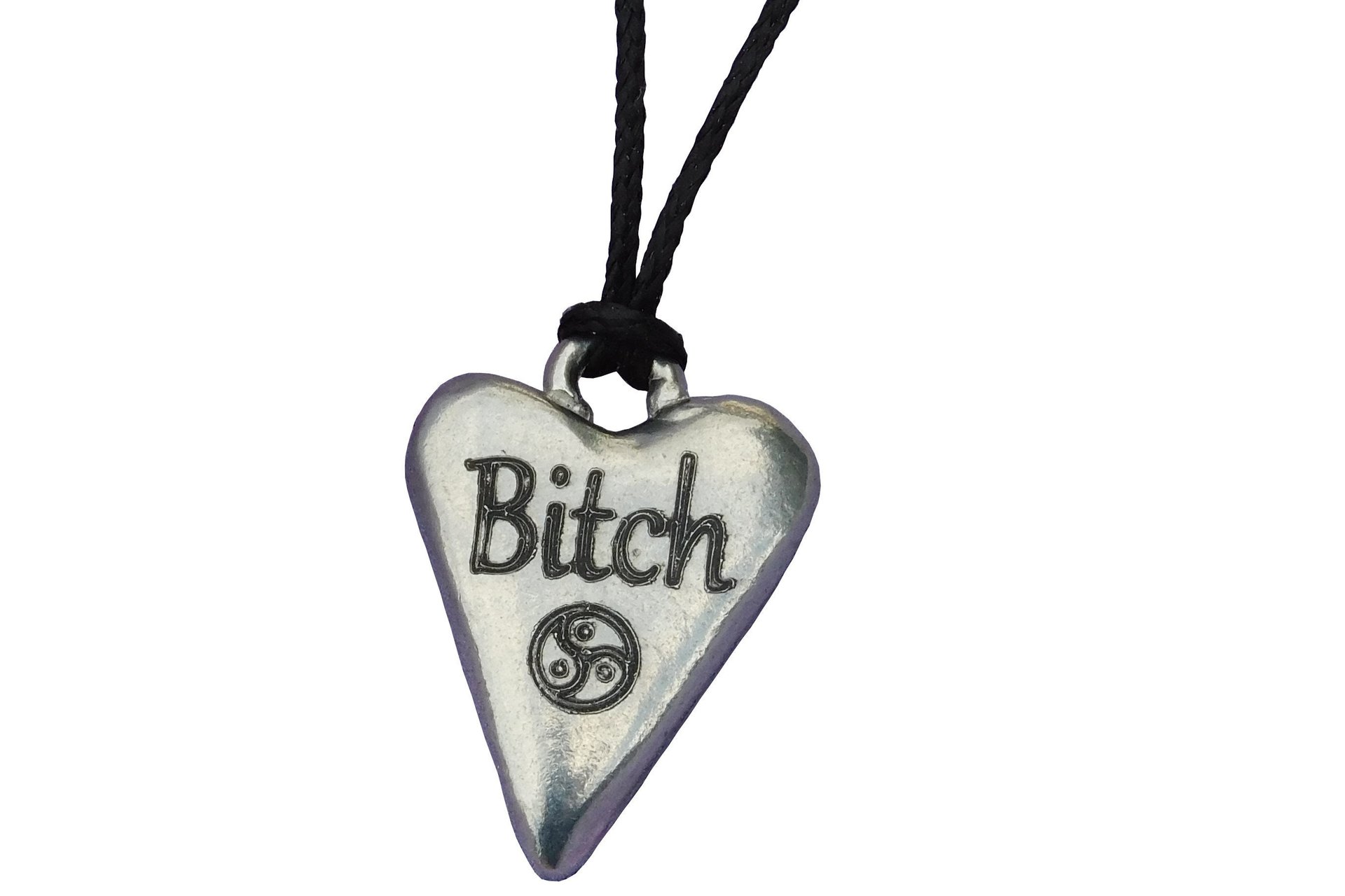 BDSM Bitch Pendant, Erotic Sub Gift. Adjustable Waxed Cord. Hand Cast Pewter.