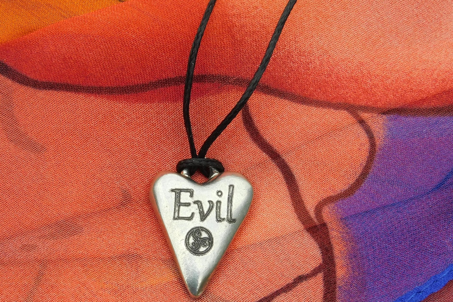 BDSM Evil Pendant, Erotic Sub Gift. Adjustable Waxed Cord. Hand Cast Pewter.