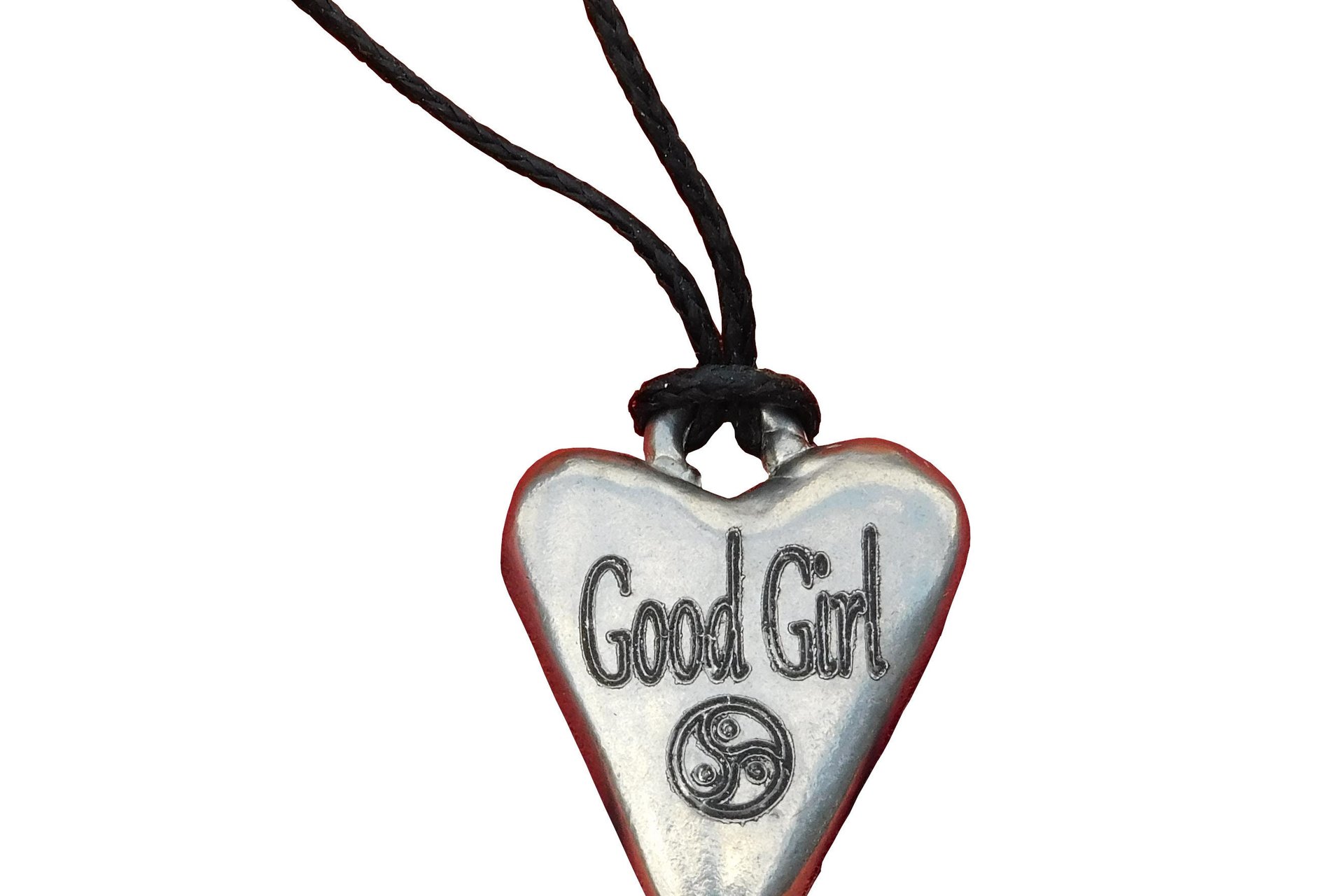 BDSM Good Girl Pendant, Erotic Sub Gift. Adjustable Waxed Cord. Hand Cast Pewter.