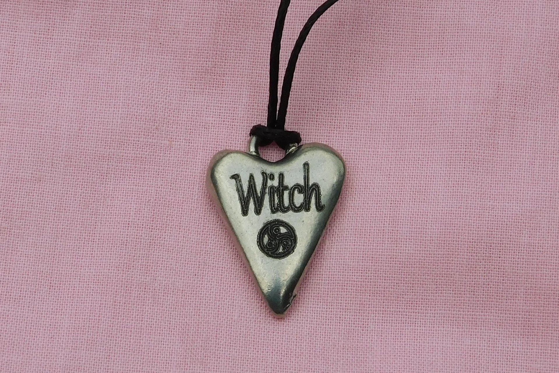 BDSM Witch Pendant, Erotic Sub Gift. Adjustable Waxed Cord. Hand Cast Pewter.