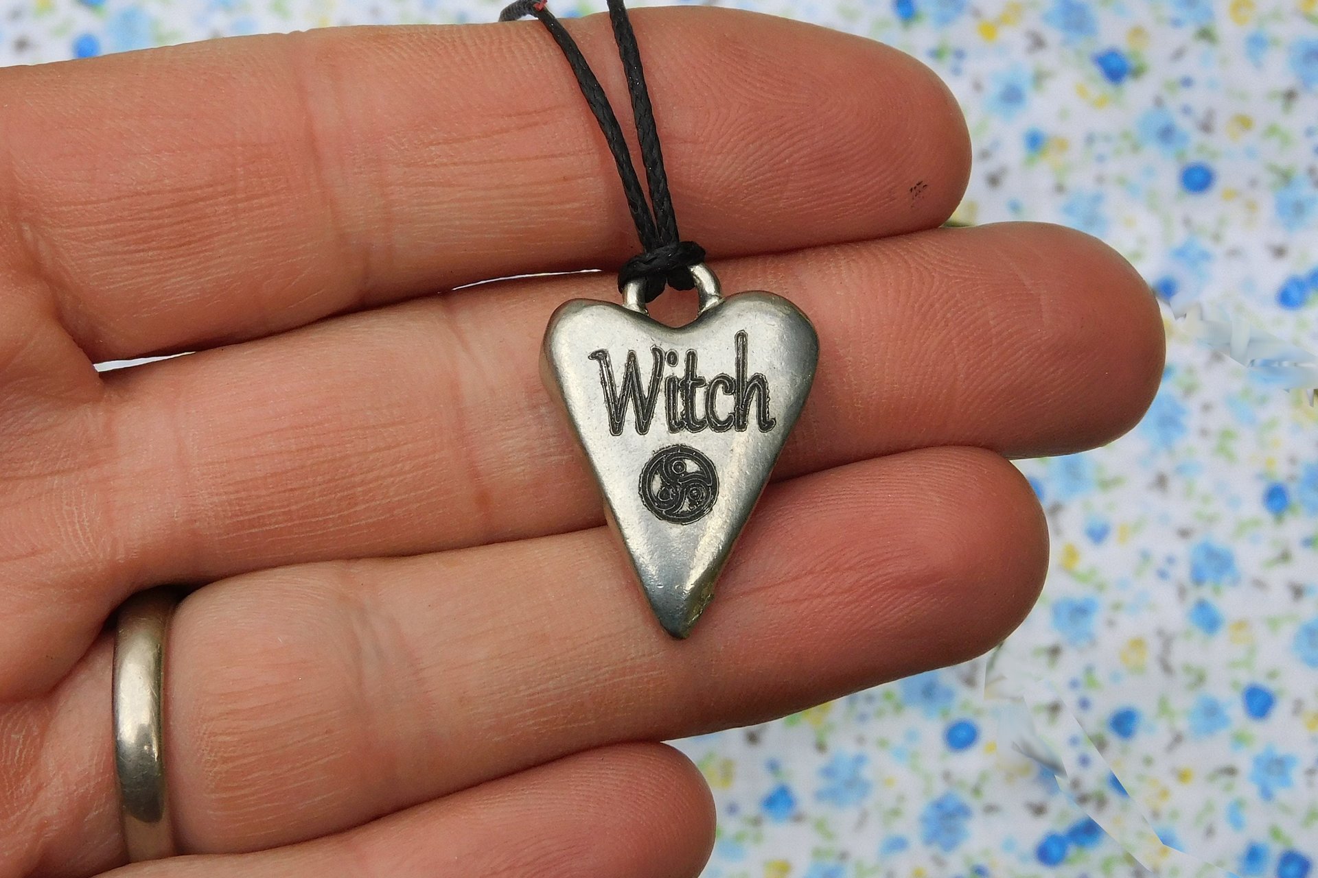 BDSM Witch Pendant, Erotic Sub Gift. Adjustable Waxed Cord. Hand Cast Pewter.