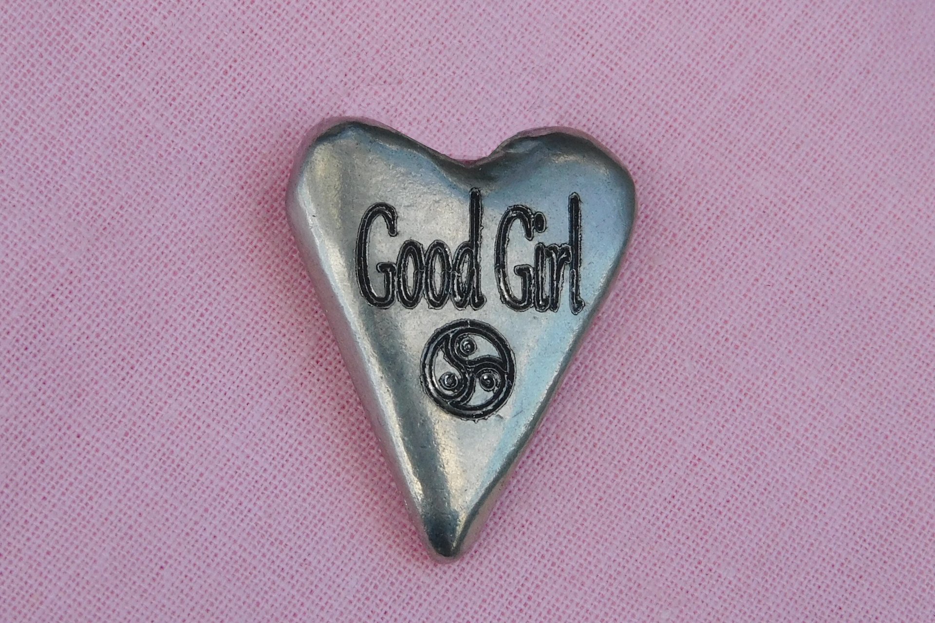 BDSM Good Girl Pocket Token, Erotic Sub Gift. Hand Cast Pewter.