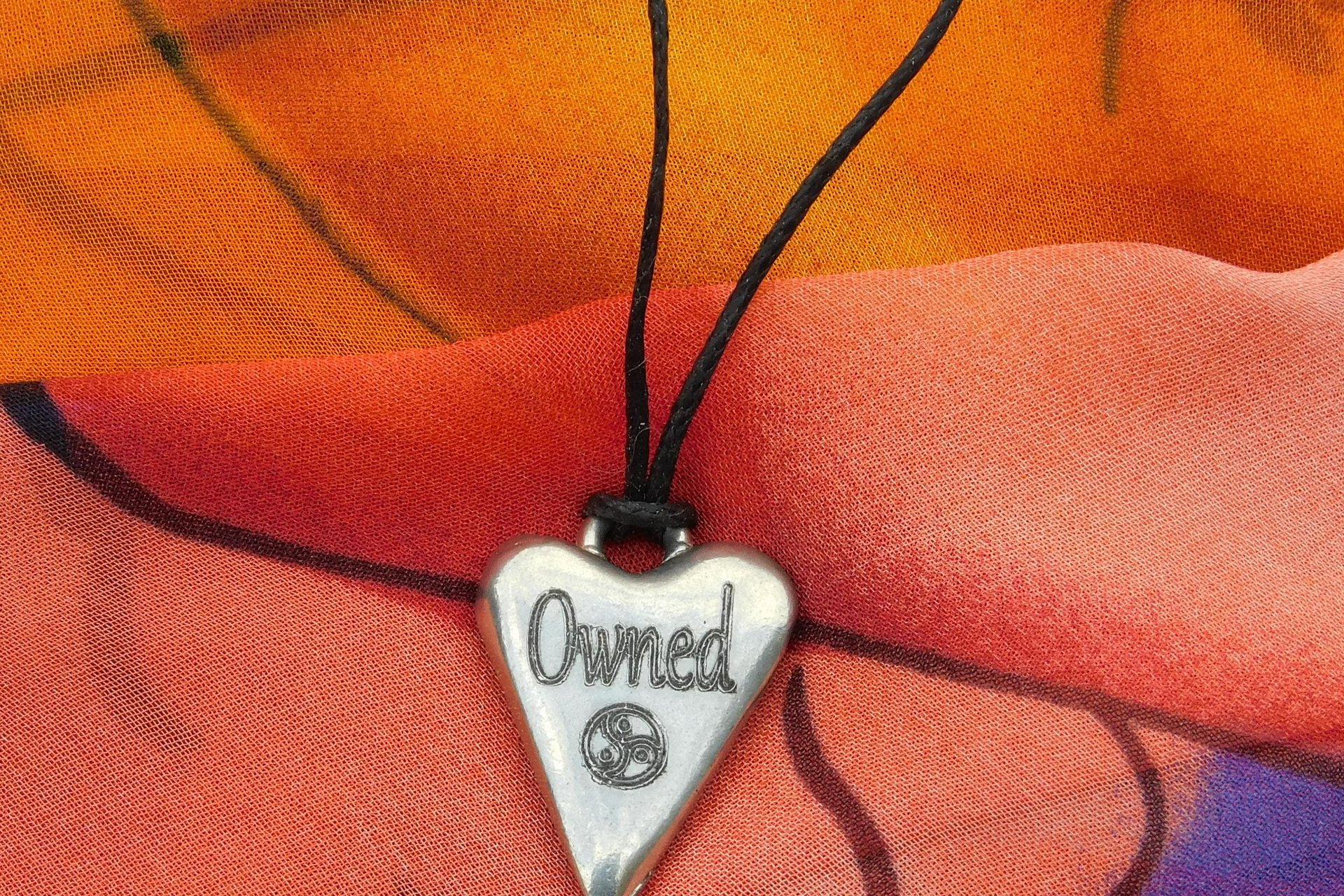 BDSM Owned Pendant, Erotic Sub Gift. Adjustable Waxed Cord. Hand Cast Pewter.