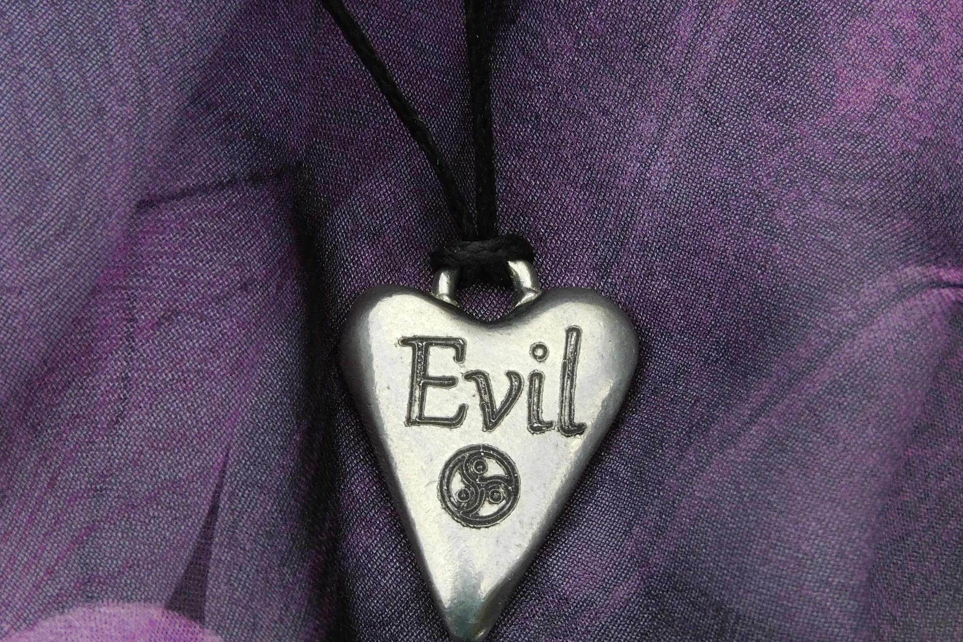 BDSM Evil Pendant, Erotic Sub Gift. Adjustable Waxed Cord. Hand Cast Pewter.