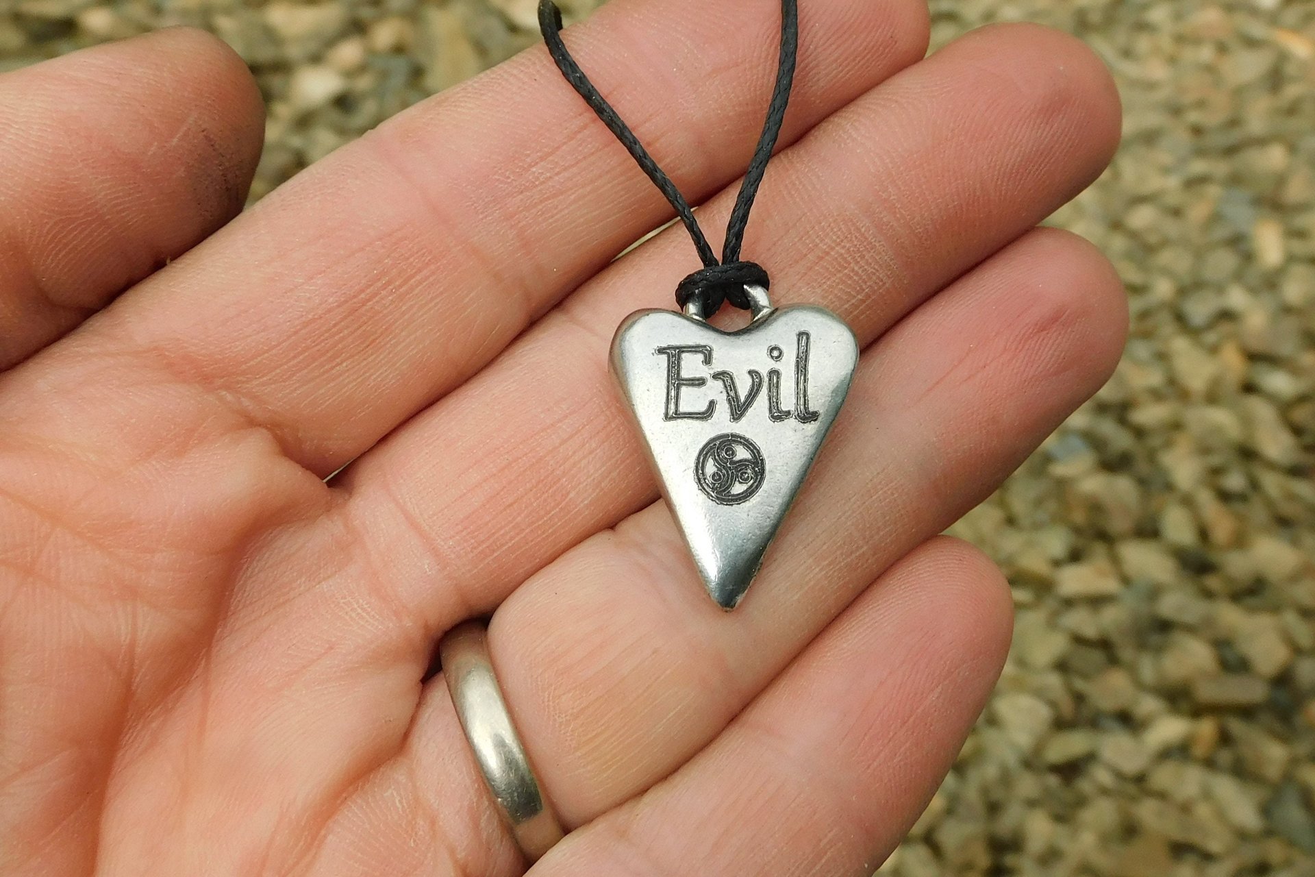 BDSM Evil Pendant, Erotic Sub Gift. Adjustable Waxed Cord. Hand Cast Pewter.