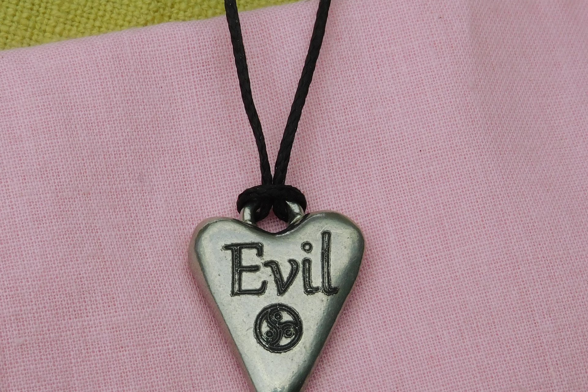 BDSM Evil Pendant, Erotic Sub Gift. Adjustable Waxed Cord. Hand Cast Pewter.