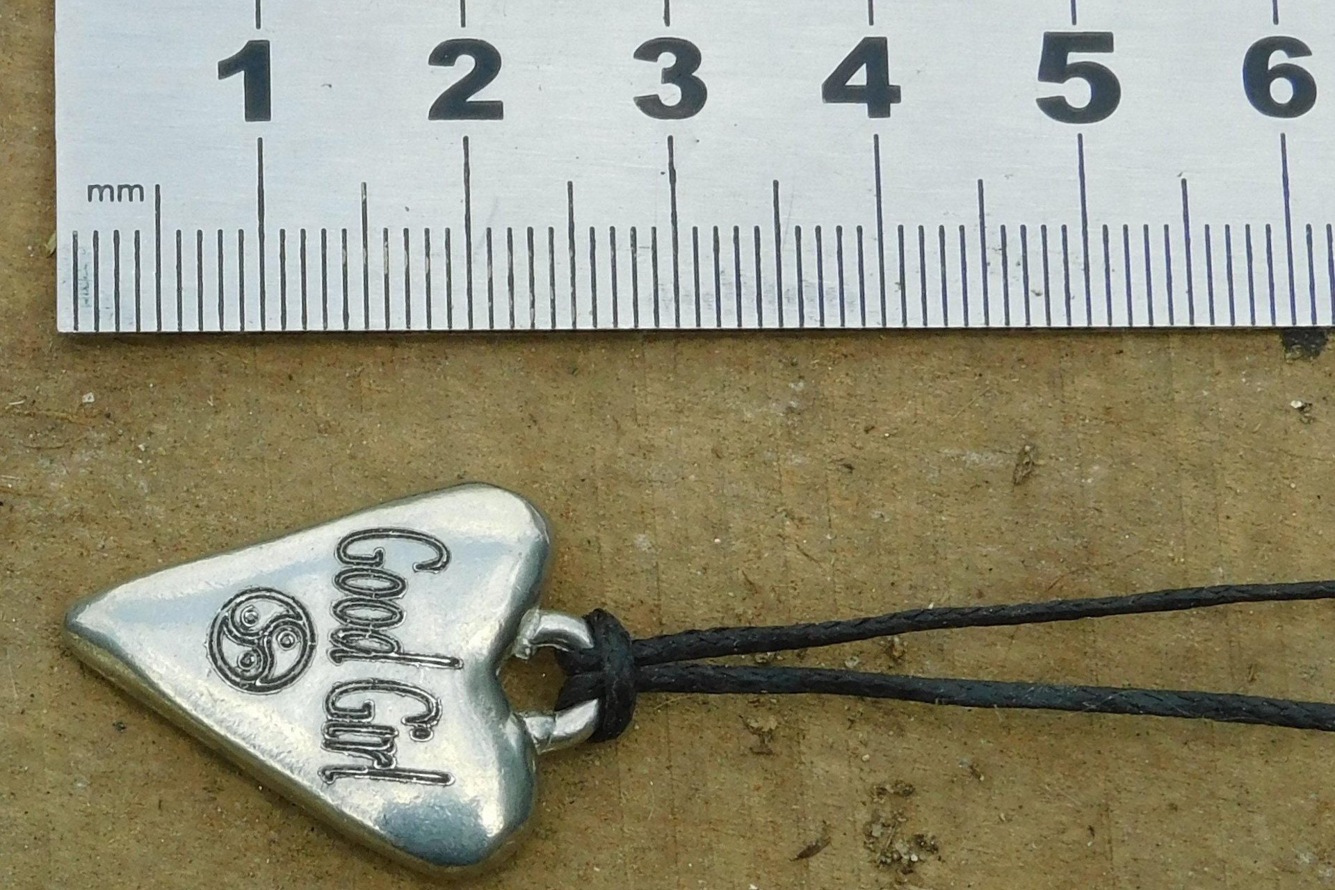 BDSM Good Girl Pendant, Erotic Sub Gift. Adjustable Waxed Cord. Hand Cast Pewter.