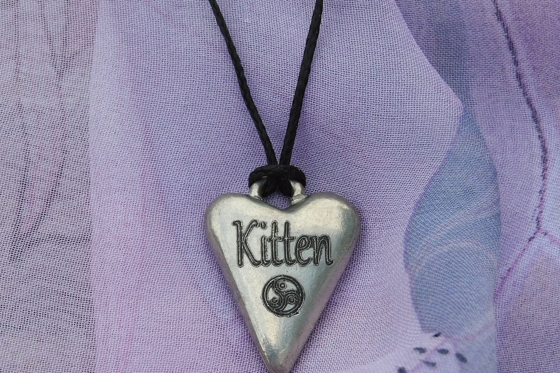 BDSM Kitten Pendant, Erotic Sub Gift. Adjustable Waxed Cord. Hand Cast Pewter.