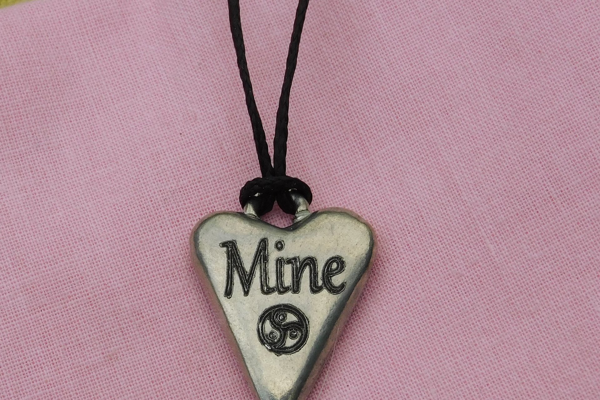 BDSM Mine Pendant, Erotic Sub Gift. Adjustable Waxed Cord. Hand Cast Pewter.