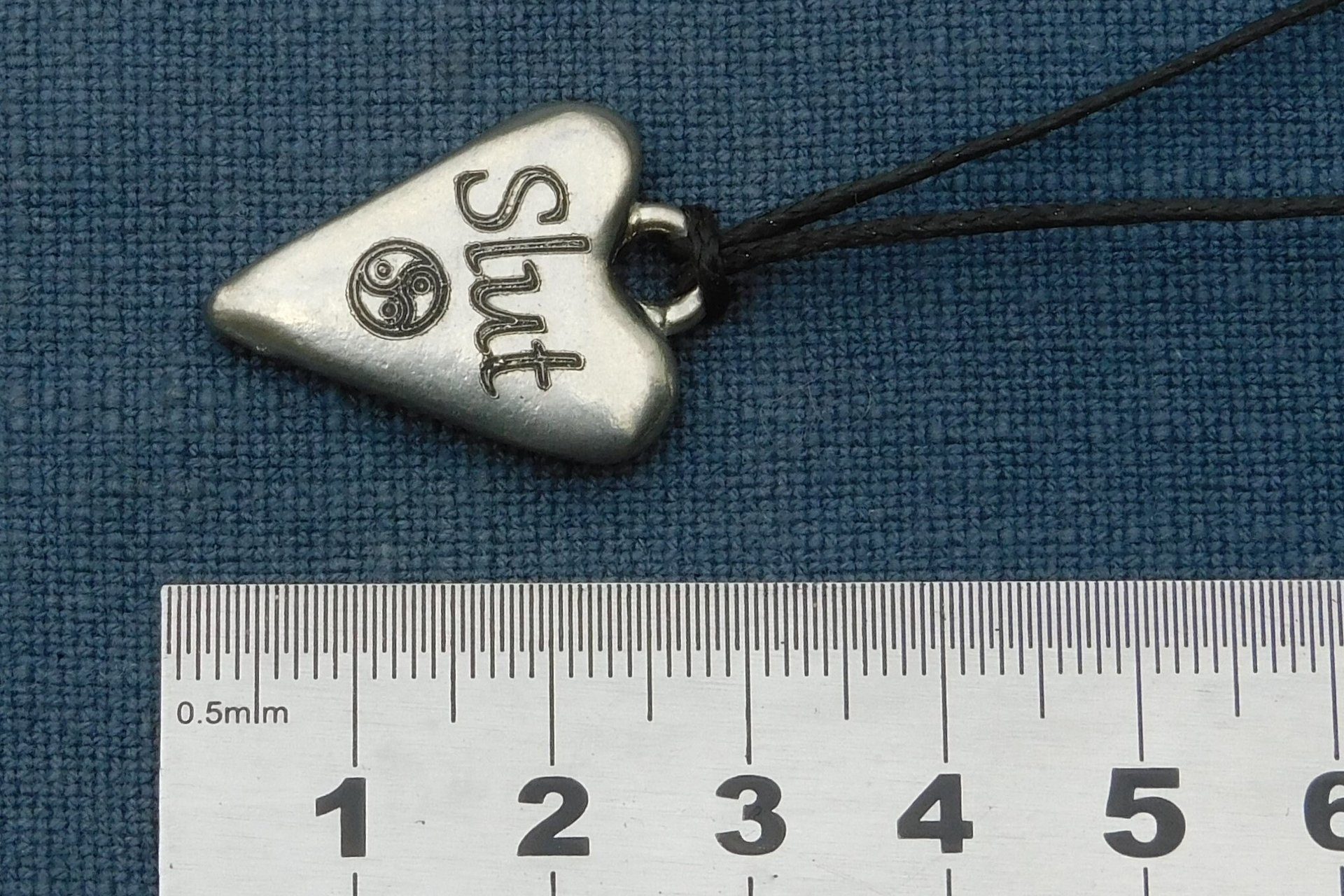 BDSM Slut Pendant, Erotic Sub Gift. Adjustable Waxed Cord. Hand Cast Pewter.