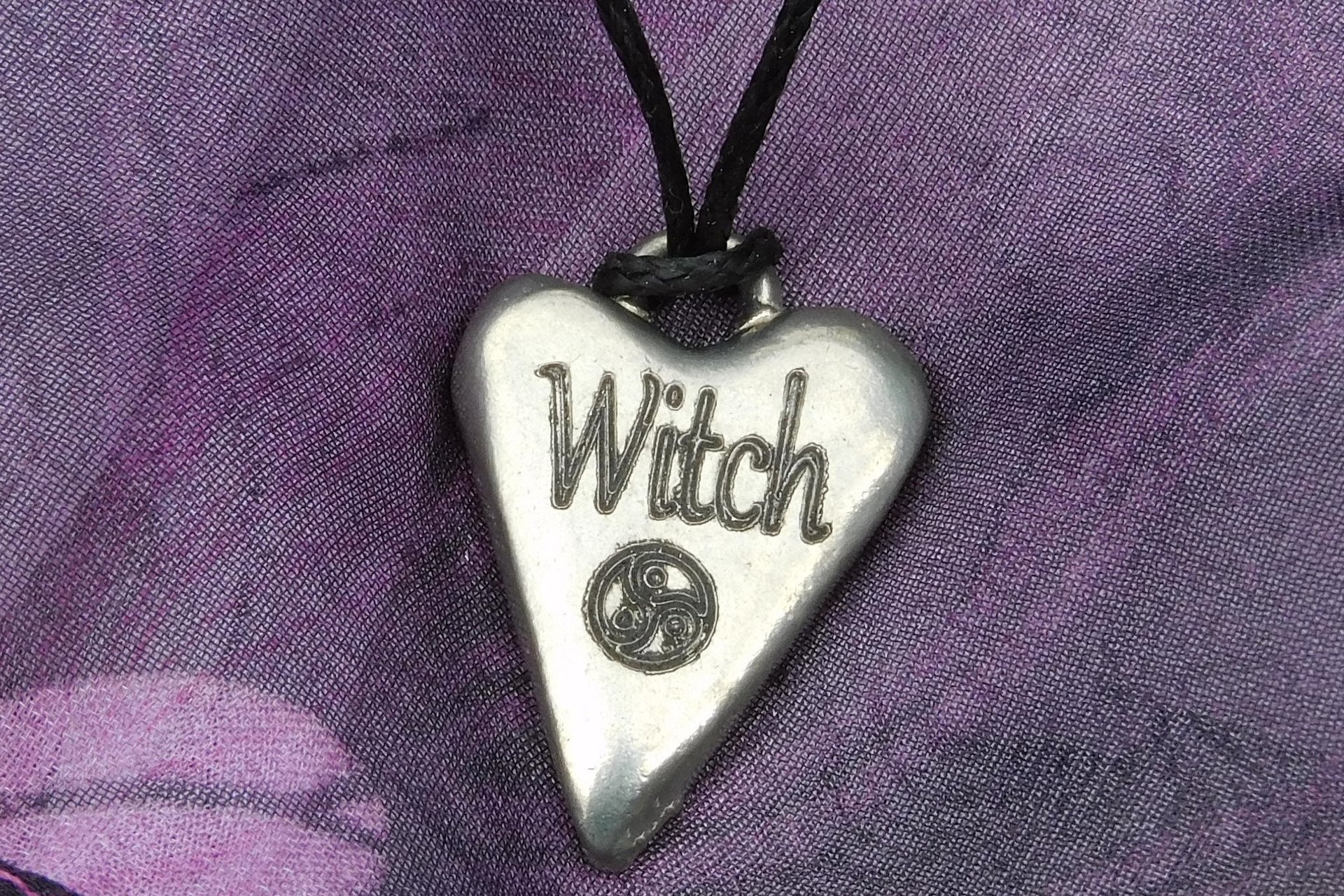 BDSM Witch Pendant, Erotic Sub Gift. Adjustable Waxed Cord. Hand Cast Pewter.