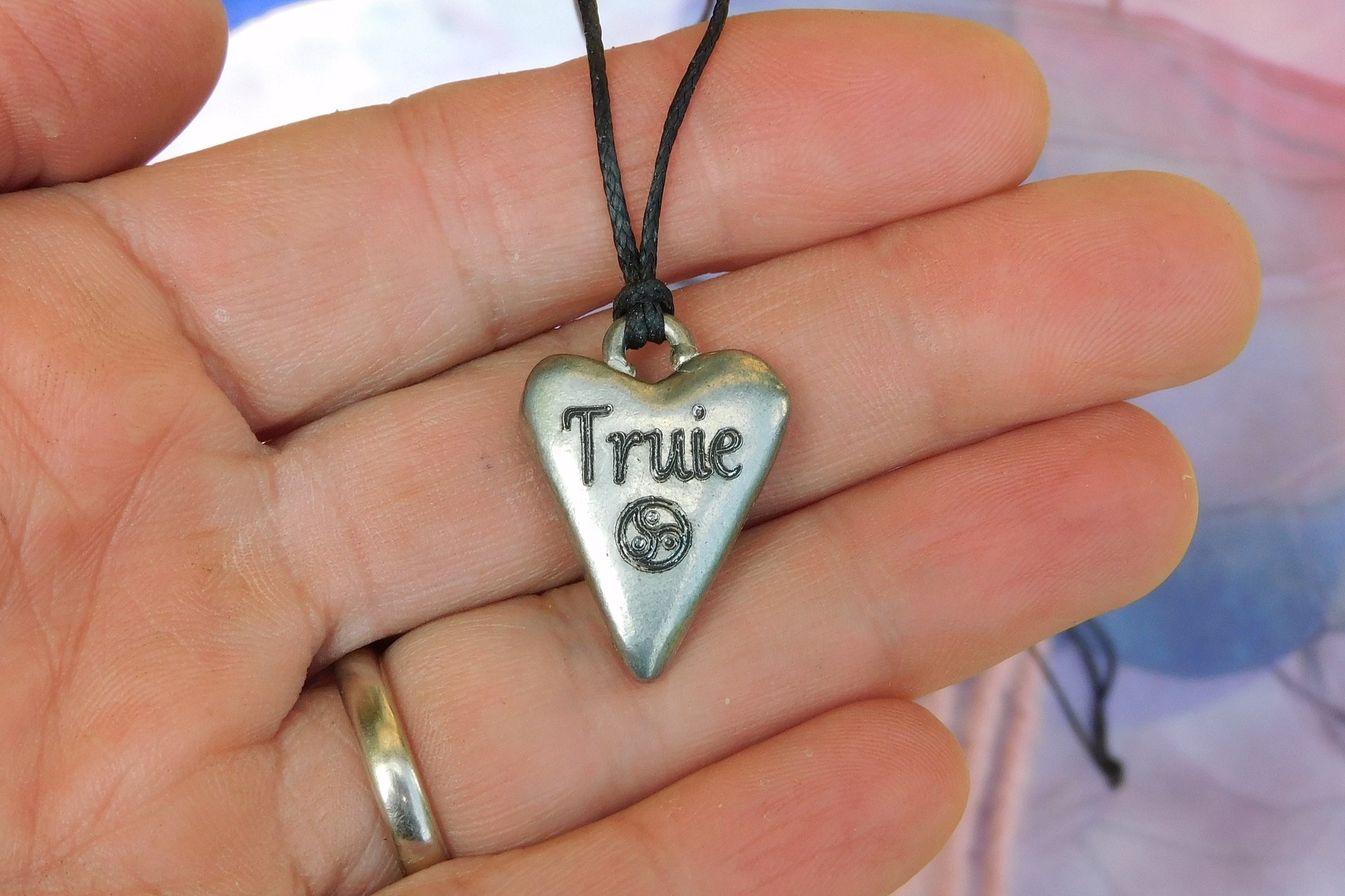 BDSM Truie Pendant, Erotic Sub Gift. Adjustable Waxed Cord. Hand Cast Pewter.