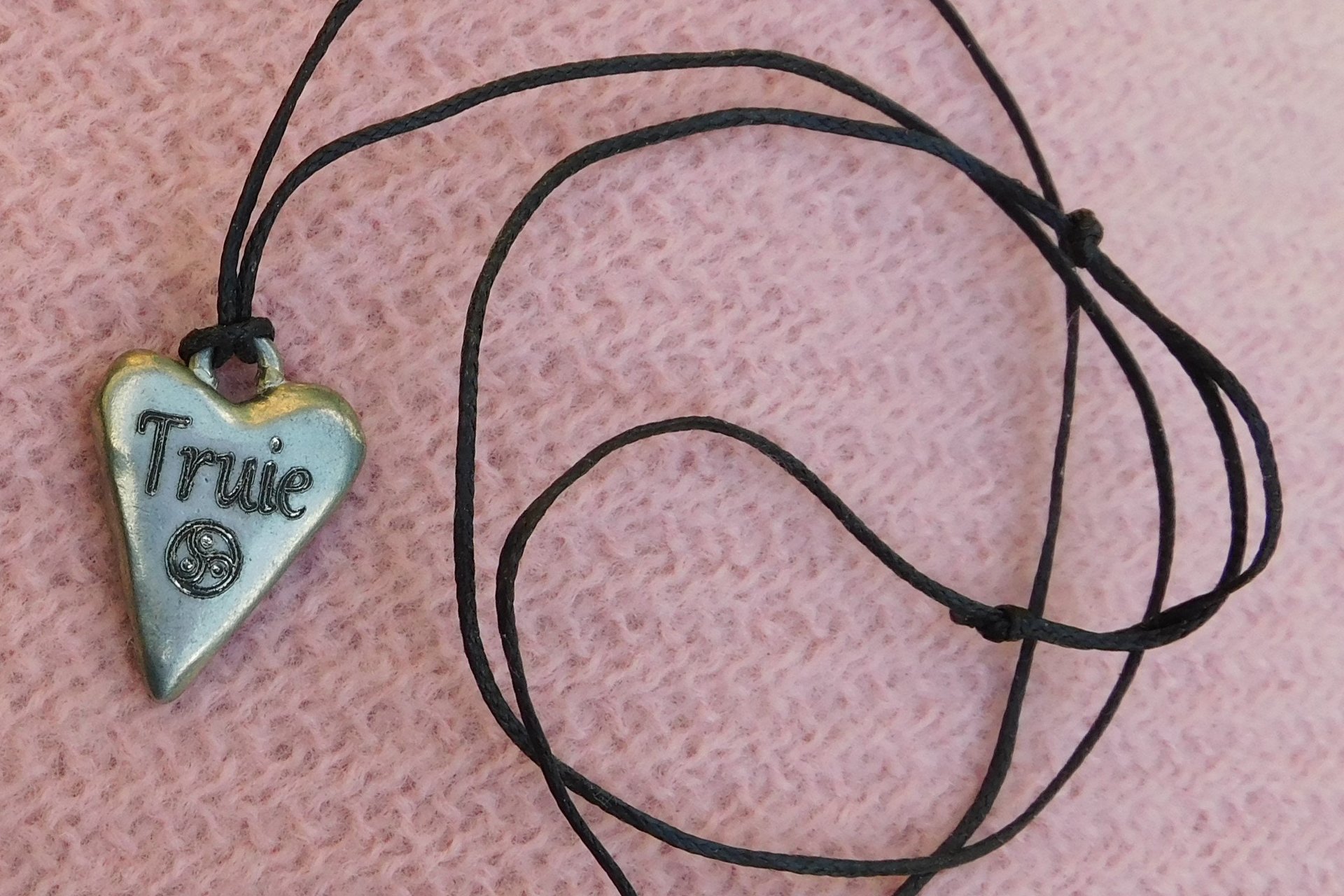 BDSM Truie Pendant, Erotic Sub Gift. Adjustable Waxed Cord. Hand Cast Pewter.