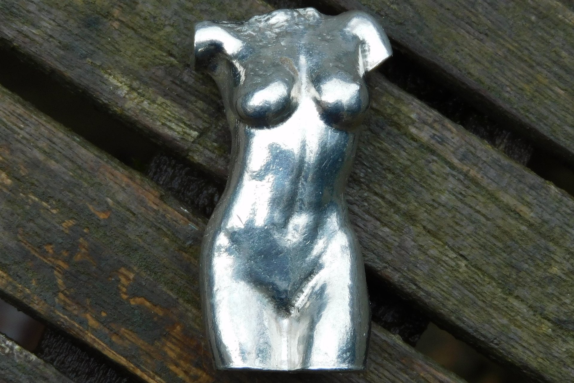 Female Torso. Hand Cast Pewter.