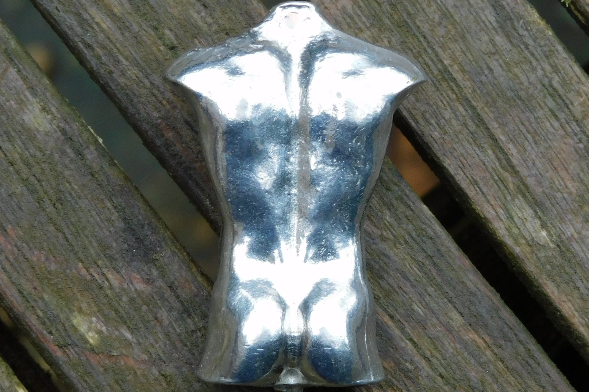 Male Torso with Erection. Hand Cast Pewter.